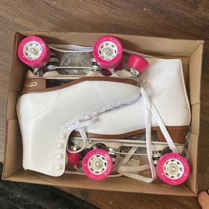 White and Pink Roller Skates Chicago Skates Roller Skates
